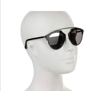 Christian Dior  "DIORSOREAL" 2 Tone Round Mirrored Sunglasses (Black & Silver)